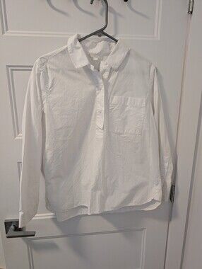 COS/Cotton White Button Front Popover Shirt Sz 10